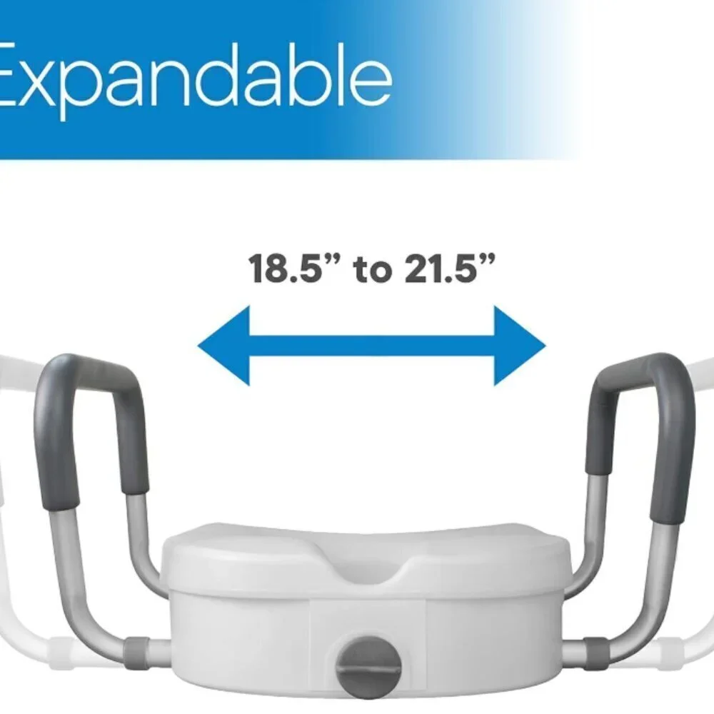 RMS Raised Toilet Seat - 5 Inch Elevated Riser with Adjustable Padded Ar…‎